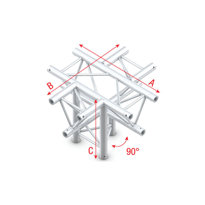 Milos Deco-22 Triangle truss - Cross + down 5-way - apex down ACM53 - 90° corner