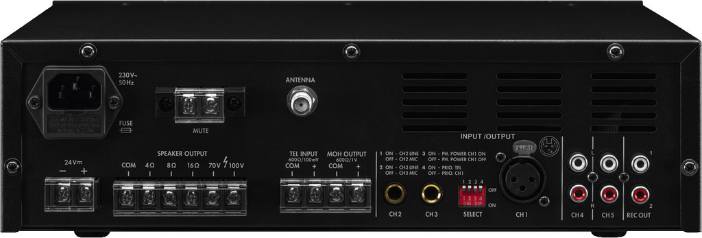 MONACOR PA-803DAP ELA-Mono-Class-D-Mischverstärker, MP3, USB/SD, FM, DAB+, BT, 30 W