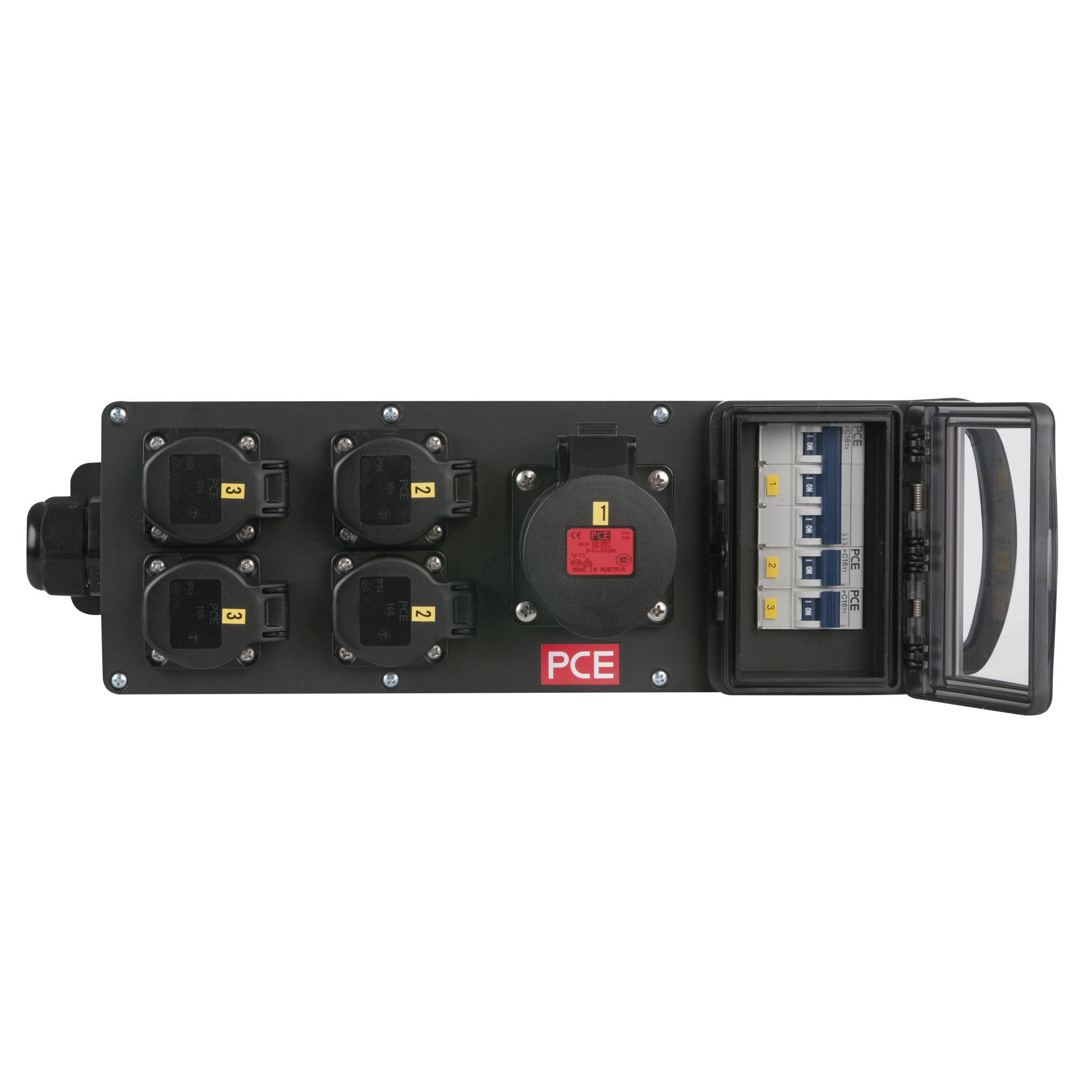 PCE MPD-416CEE Power Splitter CEE 32 A 4x Schuko - 1x CEE 16 A 5P
