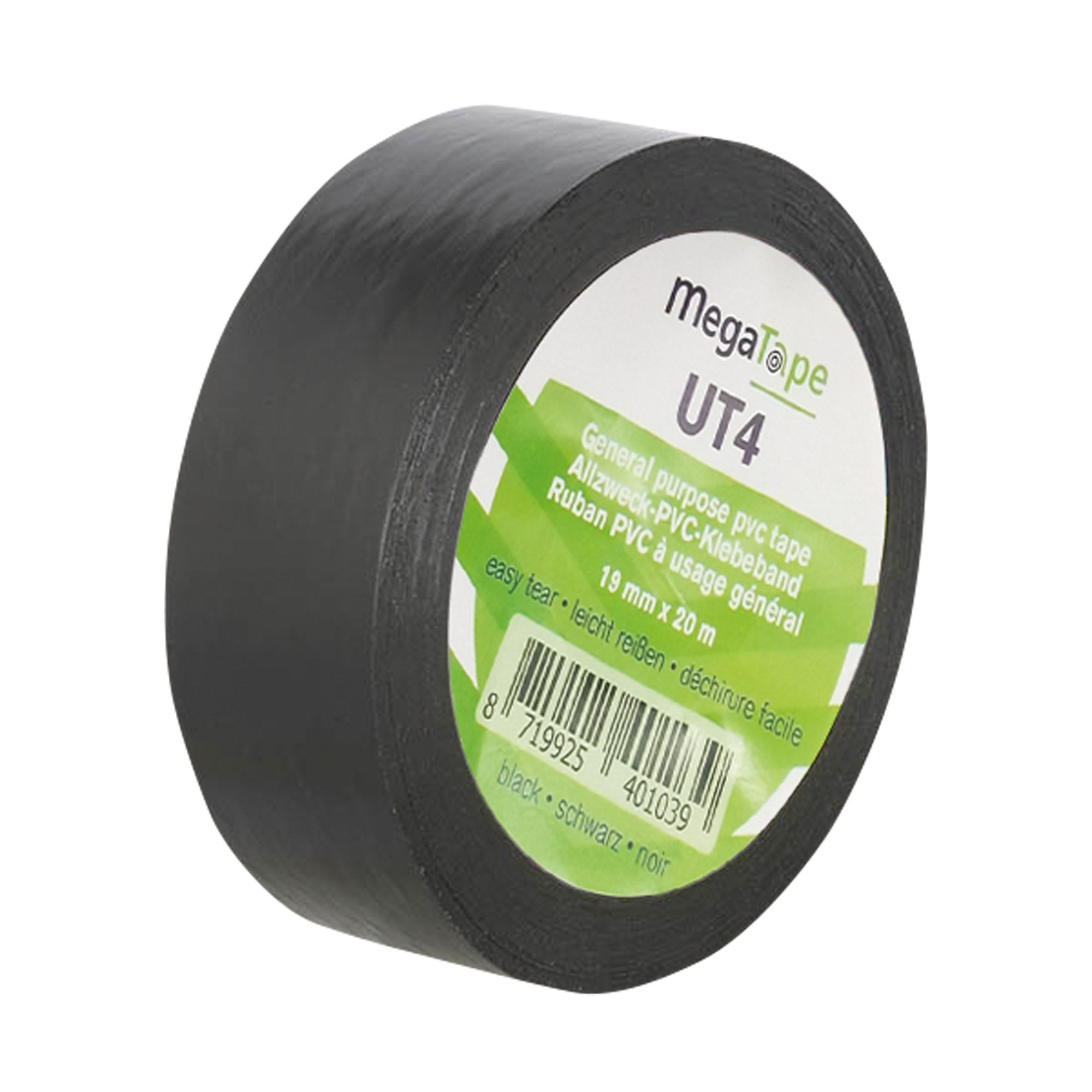 MEGATAPE UT4 Black - 19 mm / 20 m Schwarz - 19 mm/20 m