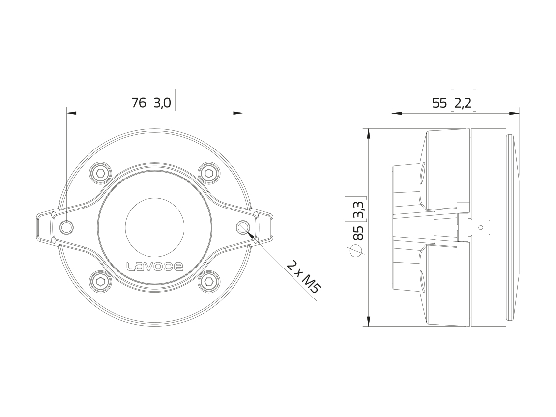 LAVOCE DF10.101L 1 Zoll Kompressionstreiber, Ferrit LAVOCE DF10.101L 1 Zoll Kompressionstreiber, Ferrit