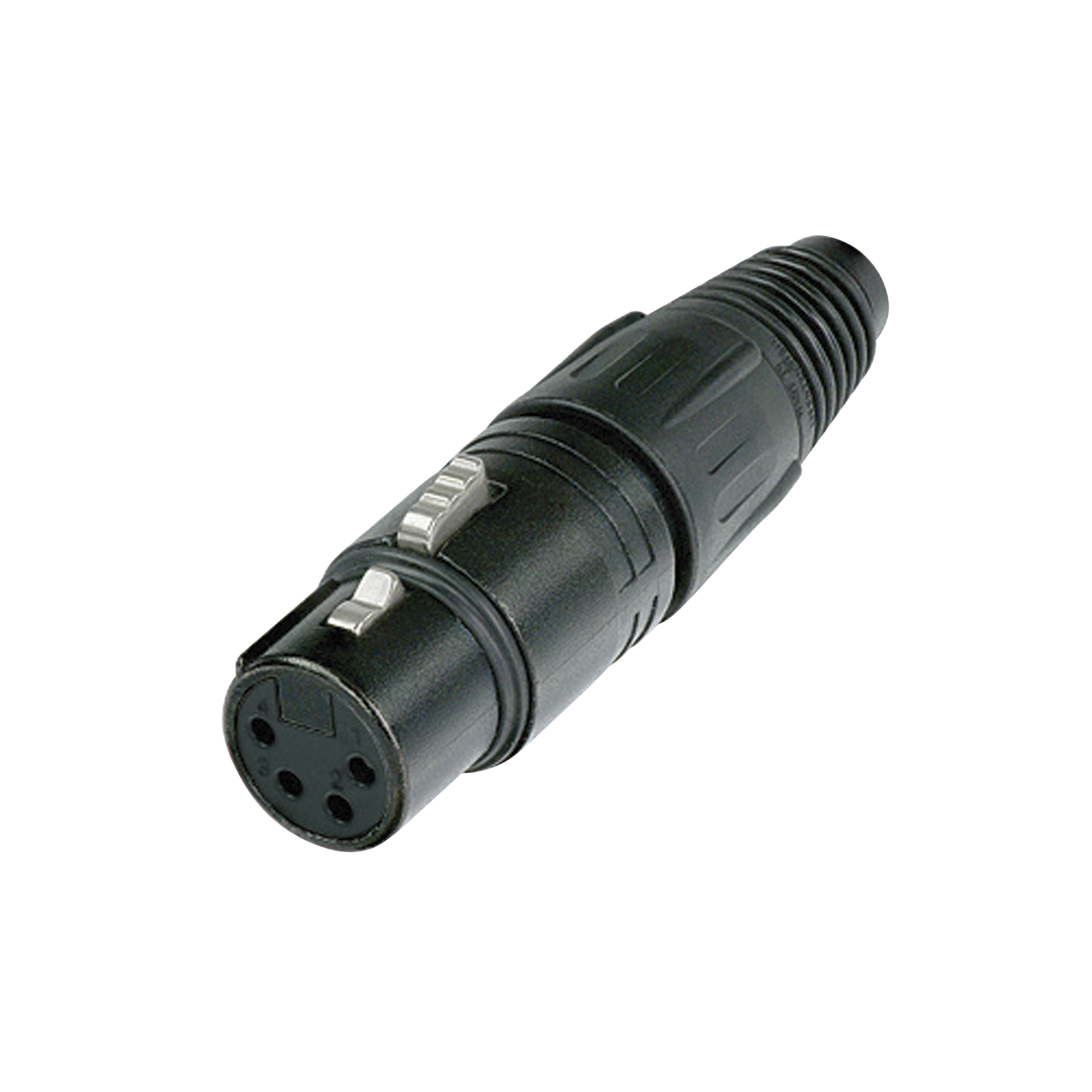 NEUTRIK XLR 4P Connector - female Schwarzes Gehäuse mit Silberkontakten