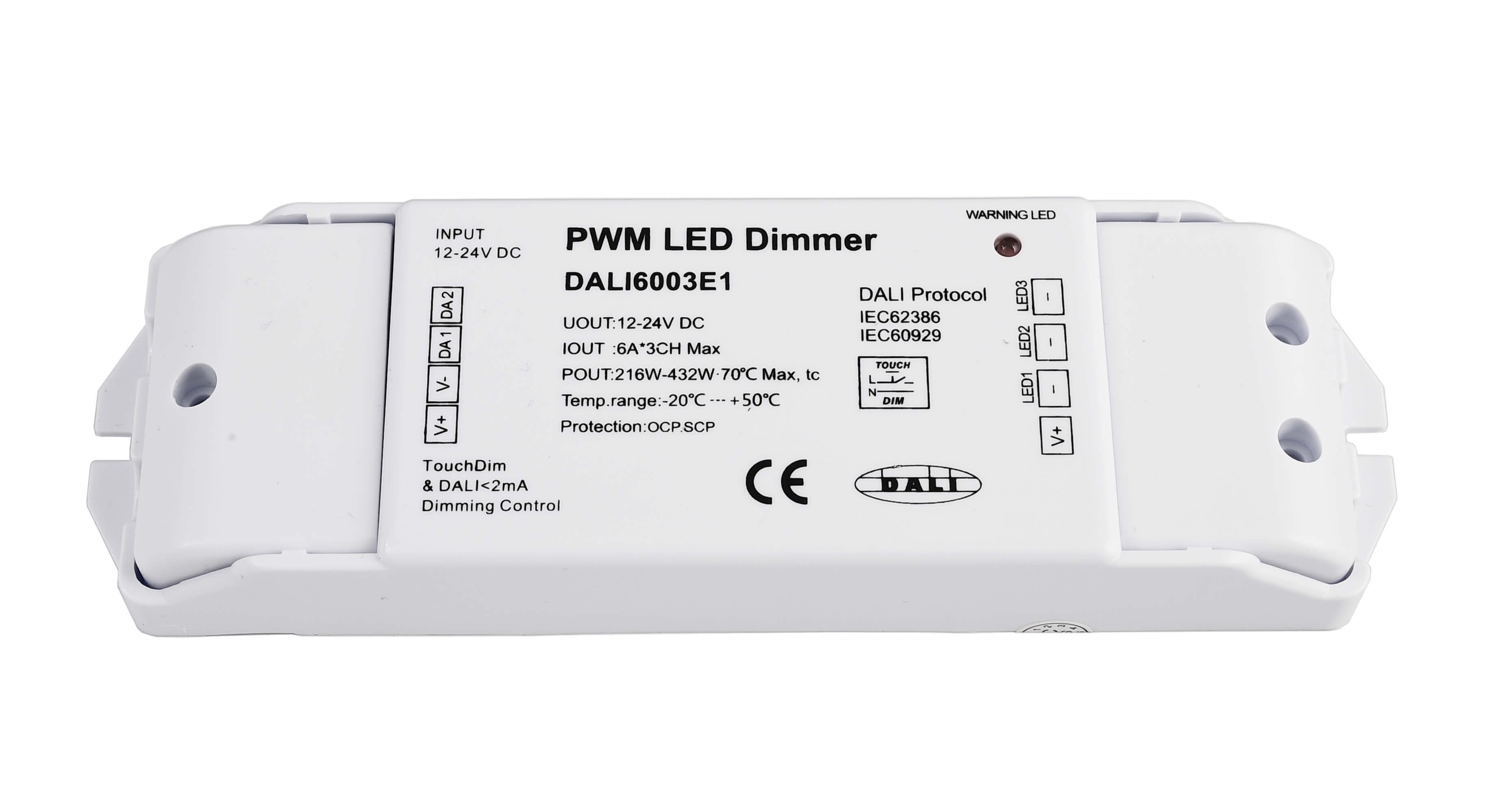 DALI PWM Dimmer CV 3CH, 12/24V, 6A/Kanal, DT6