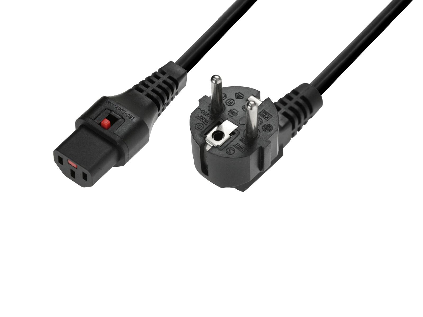 IEC LOCK Kaltgeräte Netzkabel verriegelbar 3x1,0 1m sw IEC LOCK Kaltgeräte Netzkabel verriegelbar 3x1,0 1m sw