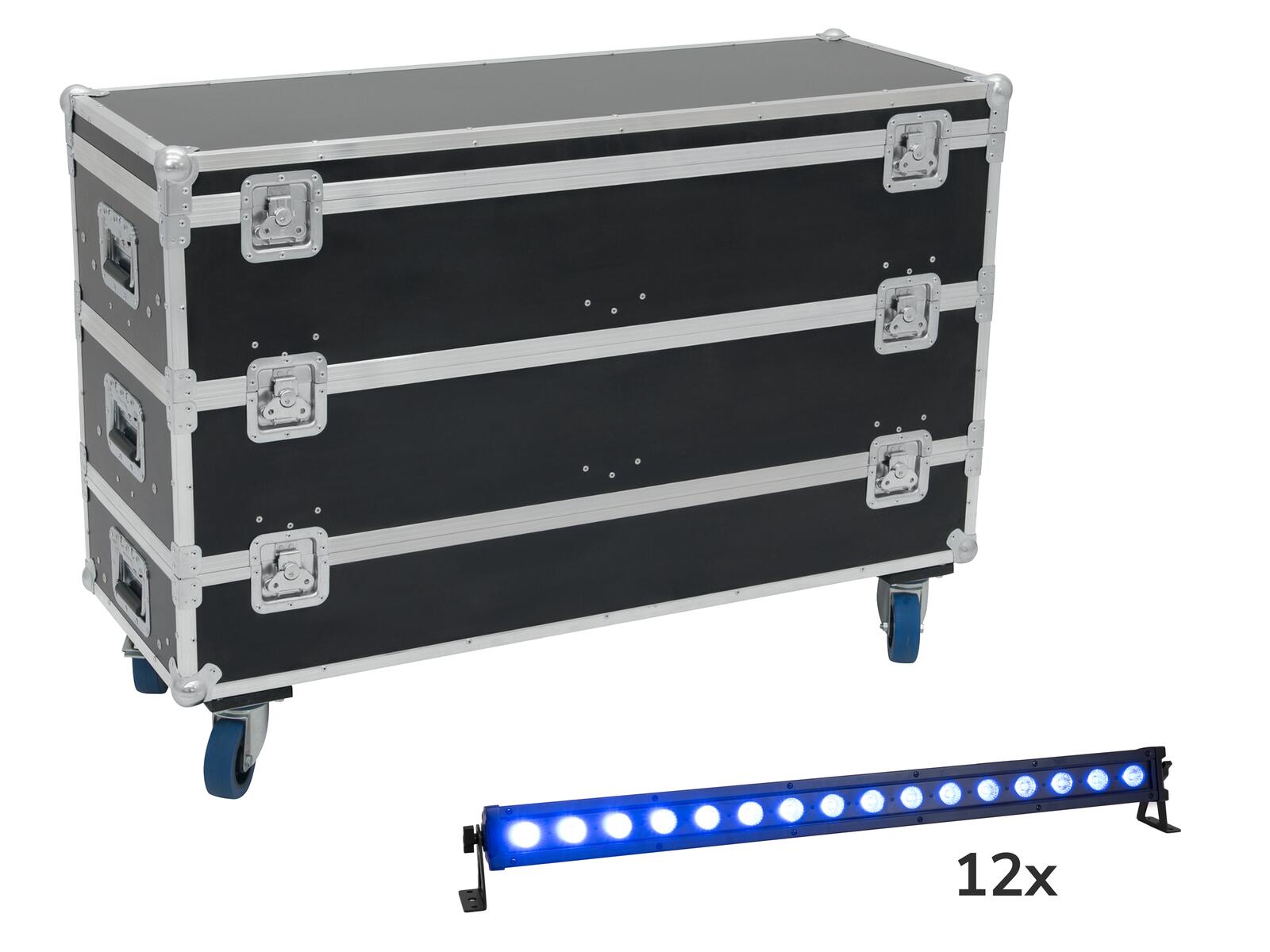 EUROLITE Set 12x LED IP T-Bar 16 QCL Leiste + Case mit Rollen EUROLITE Set 12x LED IP T-Bar 16 QCL Leiste + Case mit Rollen