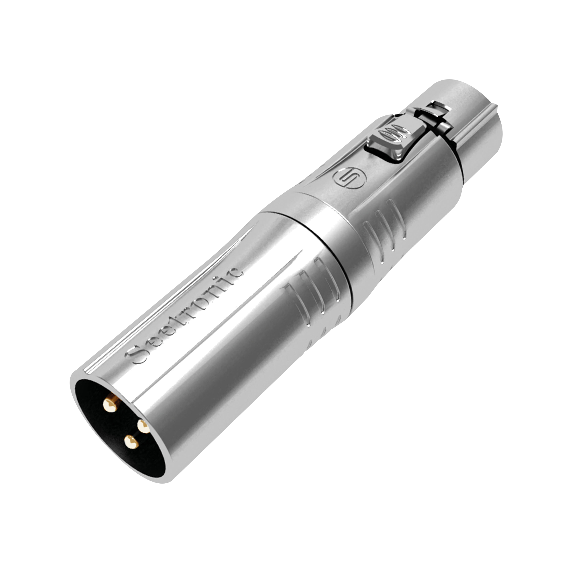 SEETRONIC XLR 3P male to XLR 5P female Goldkontakte - silberfarbenes Gehäuse