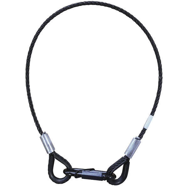 Showgear Safety cable 4 mm, BGV-C1 WLL: 10 kg, 100 cm, Schwarz
