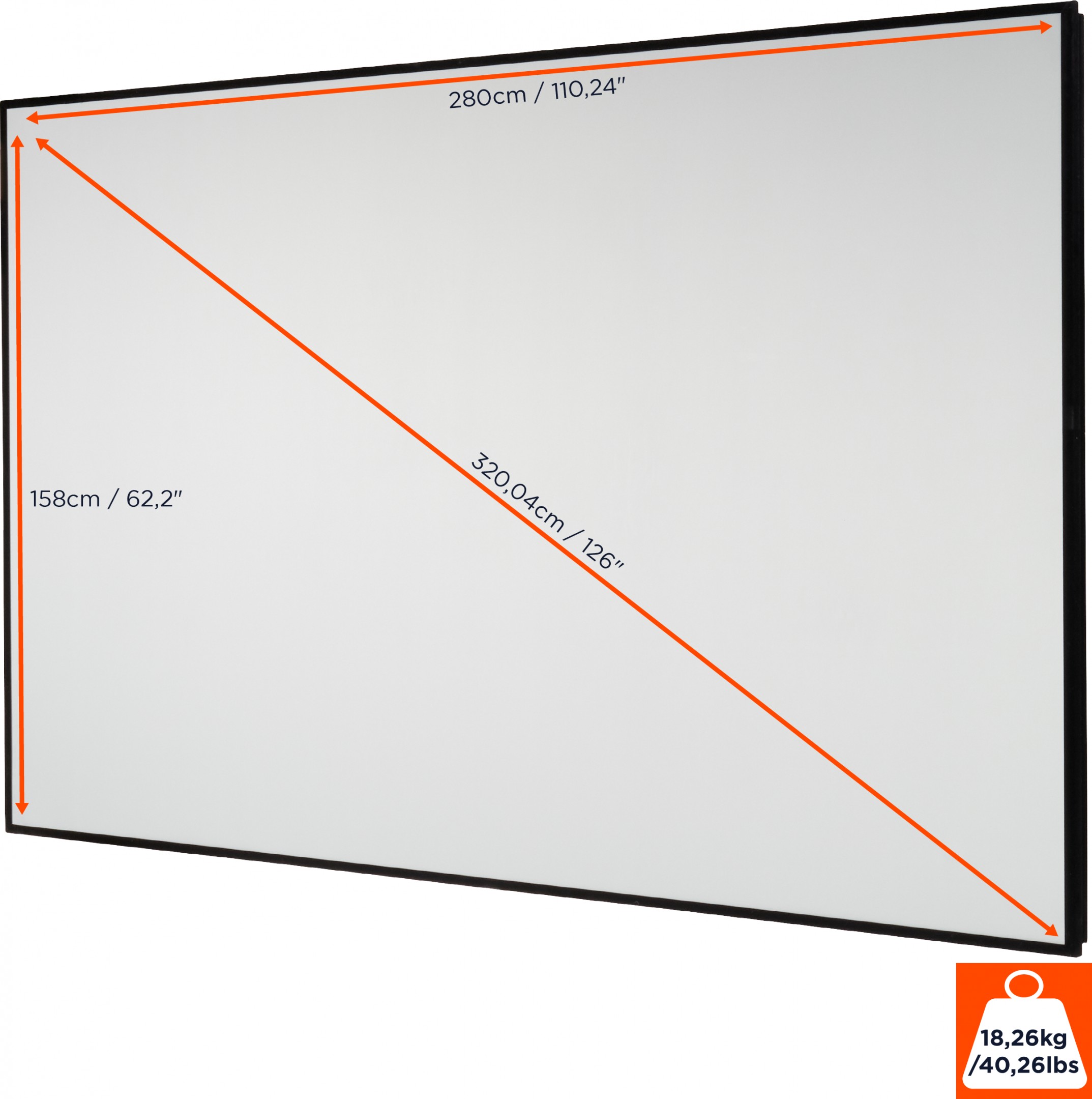 celexon HomeCinema Hochkontrastleinwand Frame 280 x 158 cm, 126" - Dynamic Slate ALR