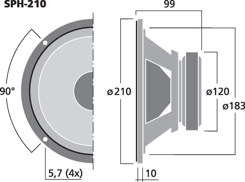 MONACOR SPH-210 Hi-Fi-Tiefmitteltöner, 50 W, 8 Ω