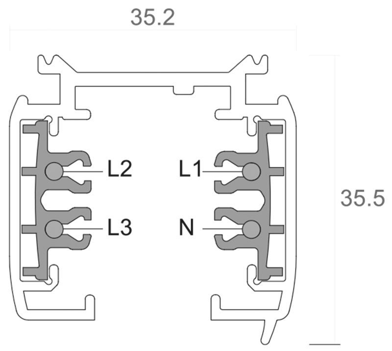 D Line Aufbaustromschiene 2m, grau
