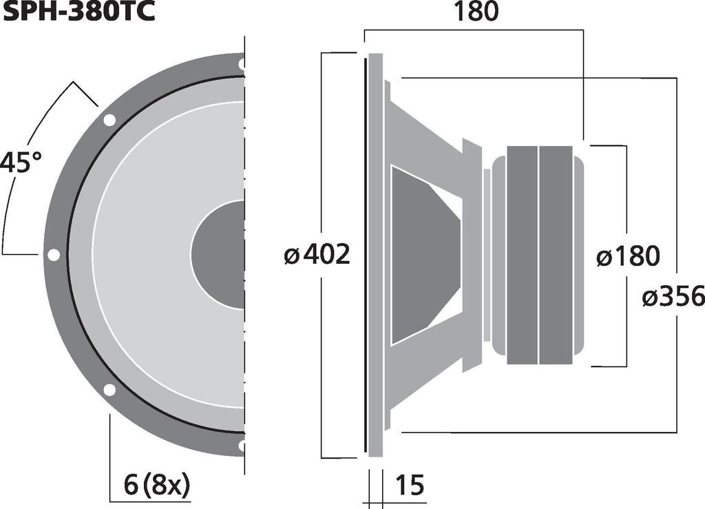 MONACOR SPH-380TC Subwoofer, 2 x 250 W, 2 x 4 Ω