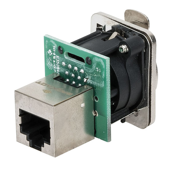 DAP Ethernet RJ45 D-size Chassis Durchgangssteckdose mit Metallflansch (Größe D) und sicherem Verriegelungssystem Nickel