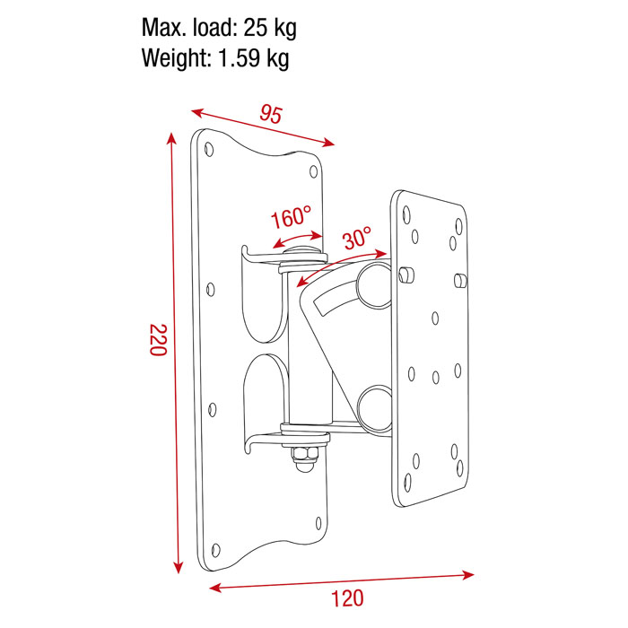 SHOWGEAR Speaker Wall Mount 30°x160° Neigung und Drehung SHOWGEAR Speaker Wall Mount 30°x160° Neigung und Drehung