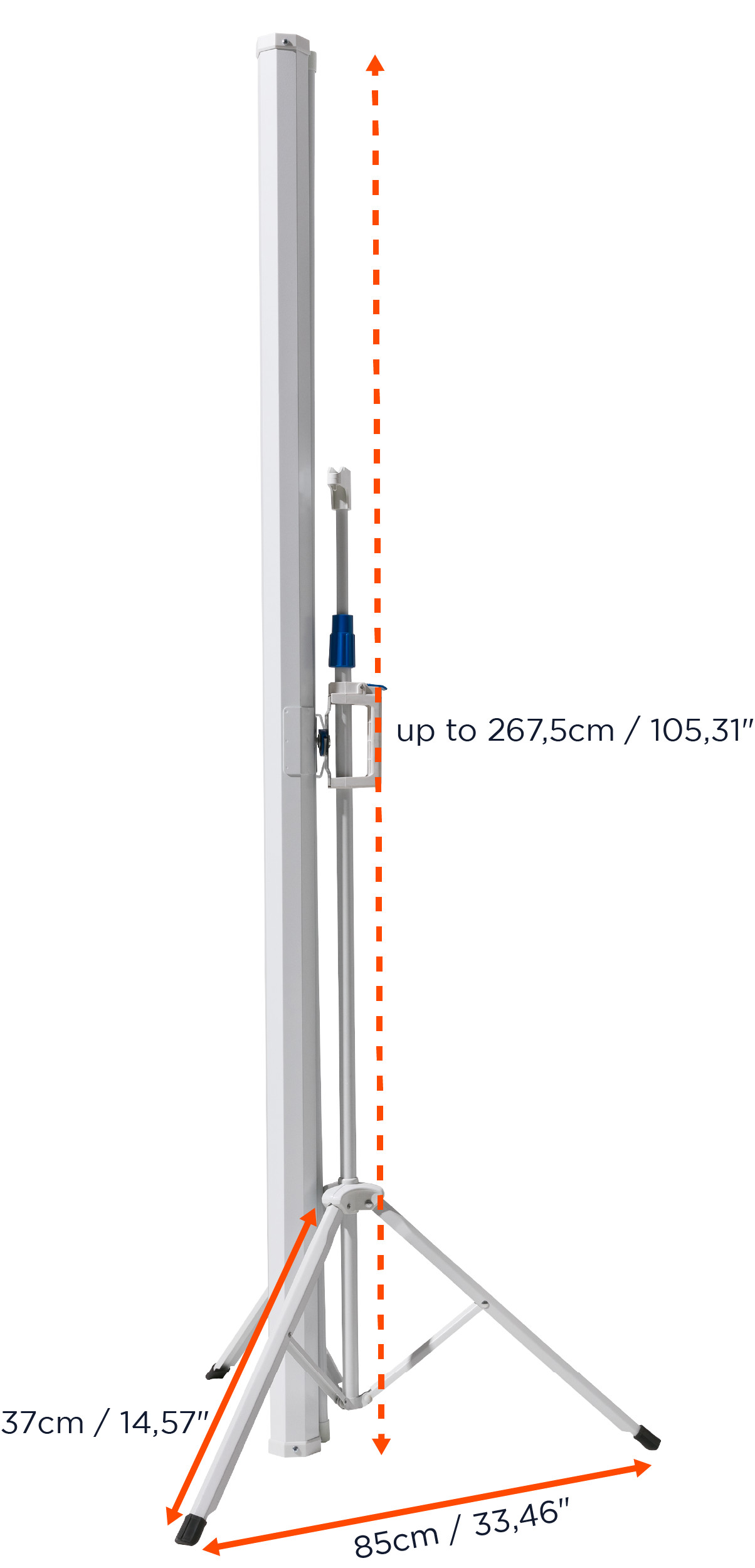 celexon basic Stativ-Leinwand 110" | 200x200 cm 1:1 | mobile transportable 4K, Full-HD Leinwand | Beamerleinwand mit Stativ für Heimkino- und Büropräsentationen | Blitzschneller Aufbau in 3 Schritten