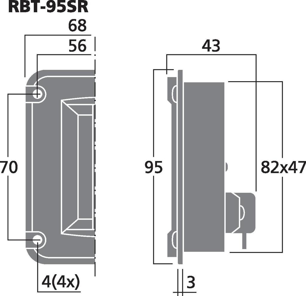MONACOR RBT-95SR Bändchen-Hochtöner, 40W, 8 Ω