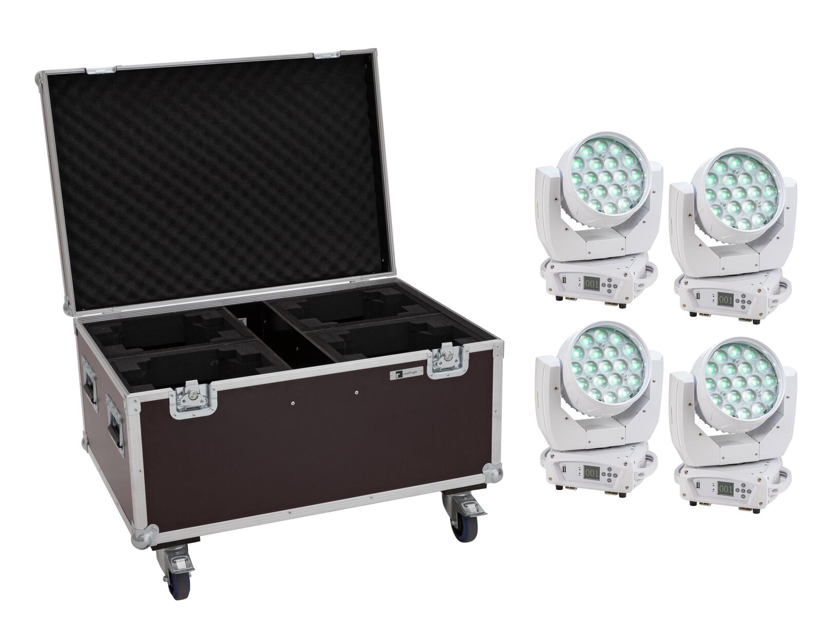 EUROLITE Set 4x LED TMH-X4 Moving-Head Wash Zoom ws + EU Case mit Rollen EUROLITE Set 4x LED TMH-X4 Moving-Head Wash Zoom ws + EU Case mit Rollen