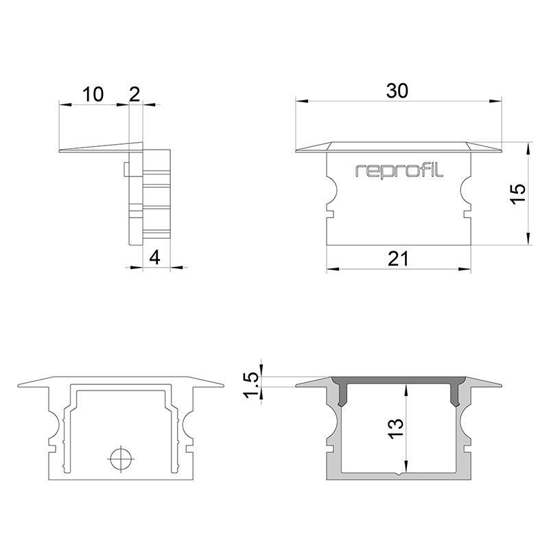 Endkappe P-ET-02-15 Set 2 Stk, Schwarz