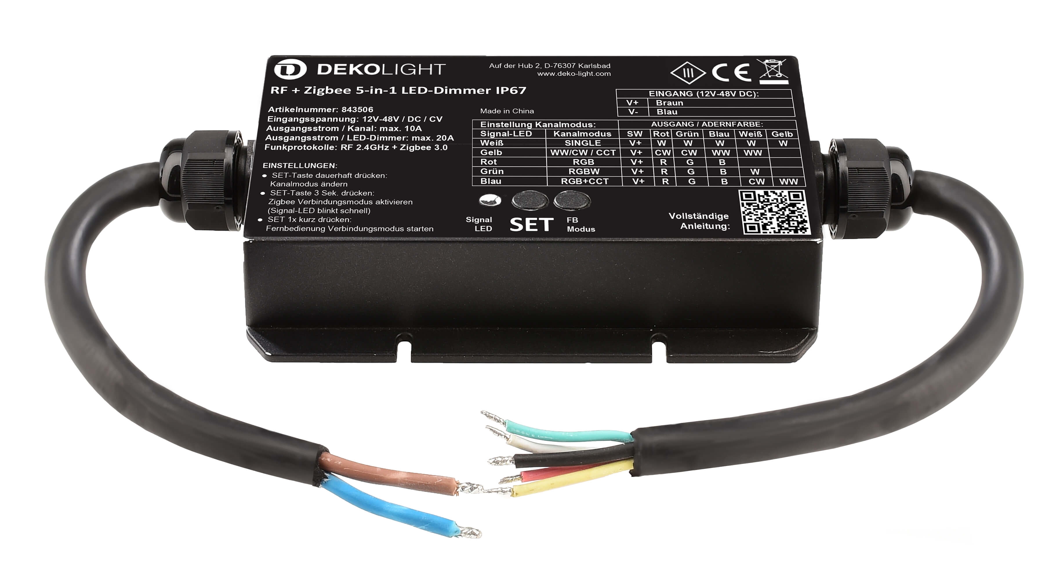 RF-smart, LED-Dimmer 5-in1, 5 Kanal, 12-48V, 20A, IP67