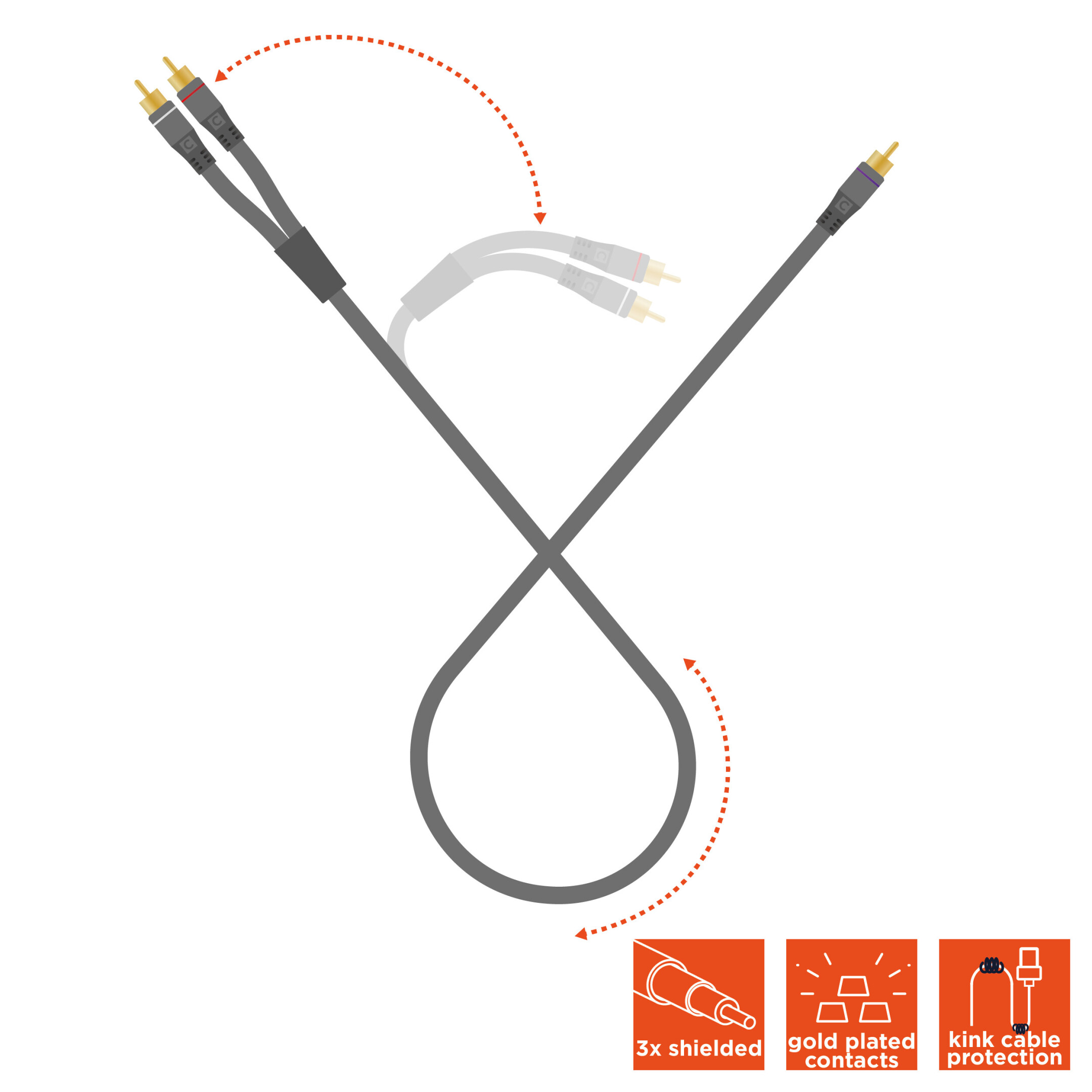 celexon Cinch auf 2x Cinch Audiokabel 3,0m - Professional Line