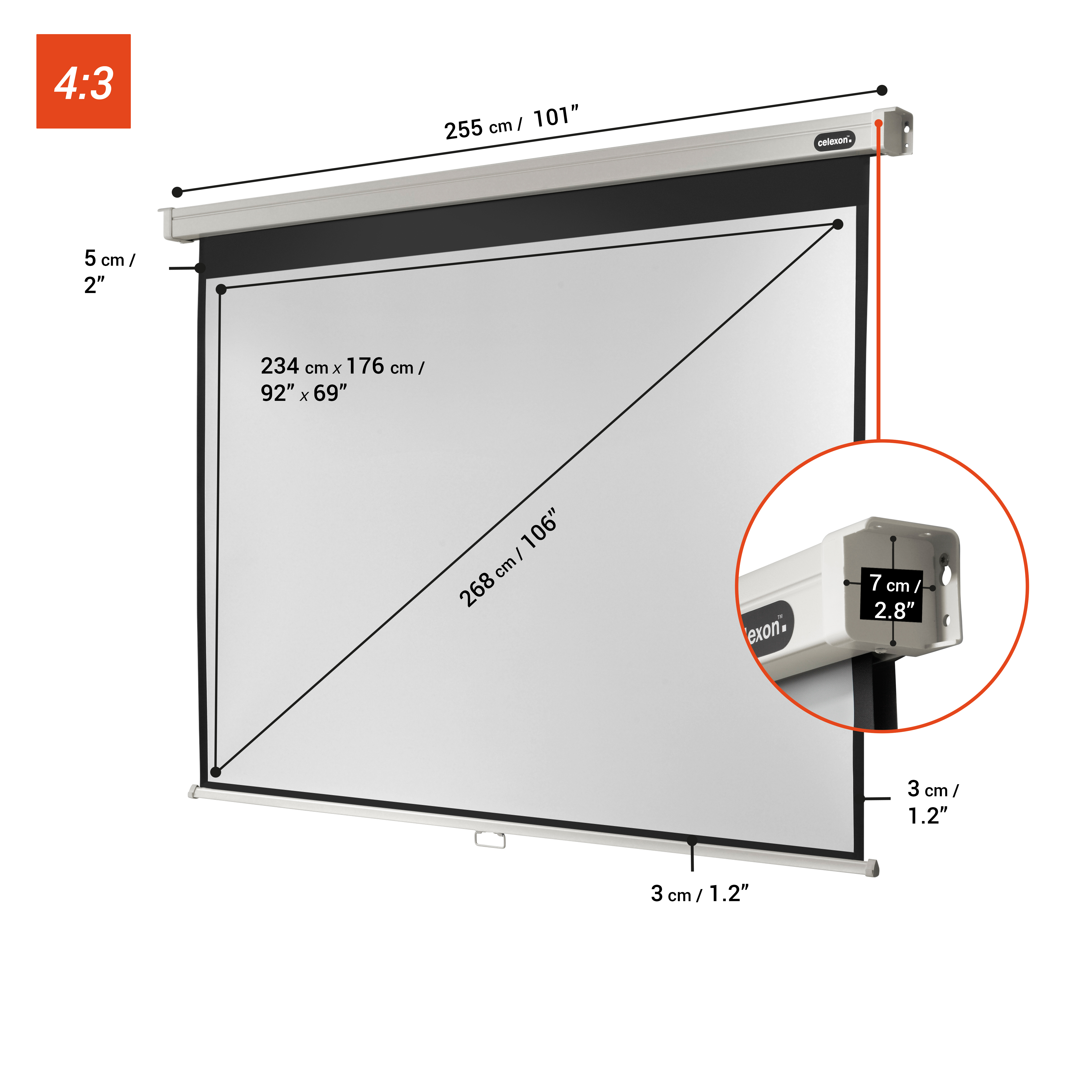celexon Leinwand Rollo Professional 240 x 180 cm