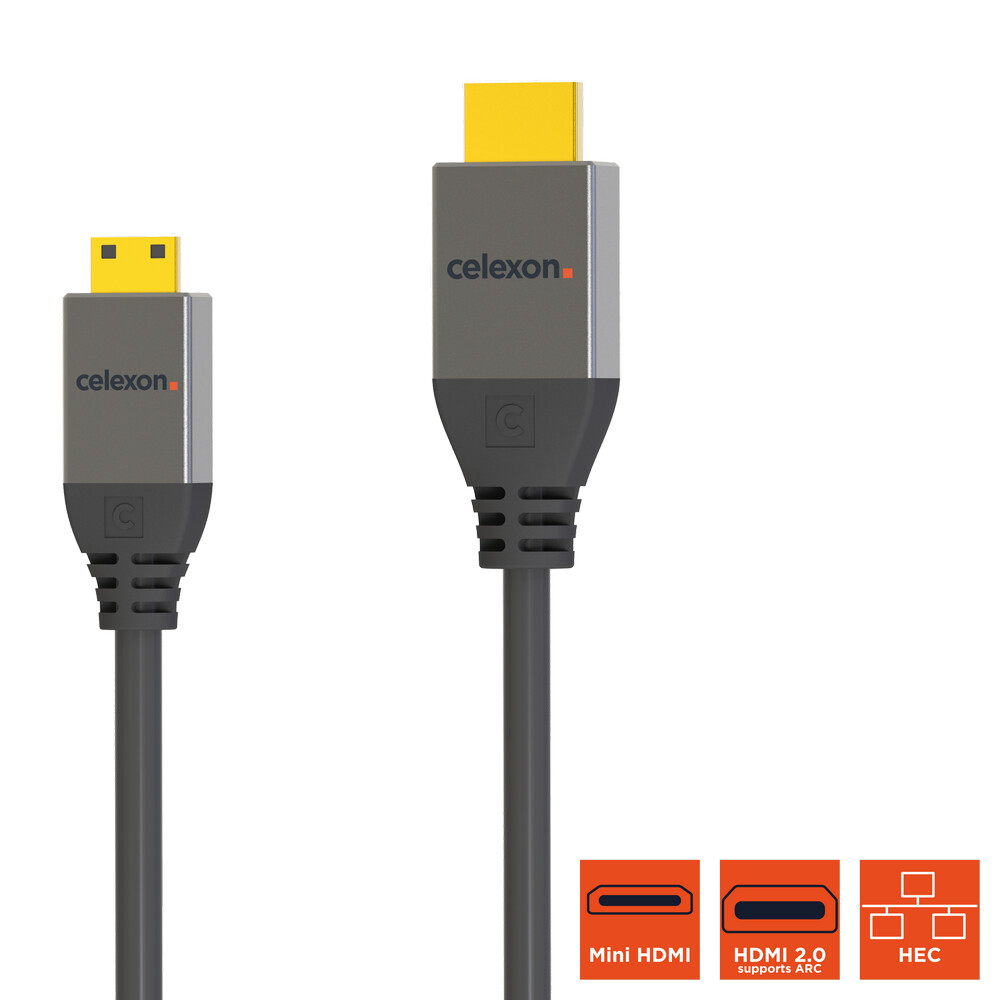 celexon HDMI auf Mini HDMI Kabel mit Ethernet - 2.0a/b 4K 1,0m - Professional Line