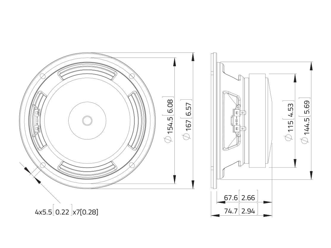 LAVOCE WSF061.52-16 6,5 Zoll Woofer, Ferrit, Stahlkorb LAVOCE WSF061.52-16 6,5 Zoll Woofer, Ferrit, Stahlkorb