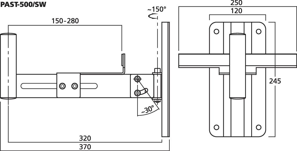 MONACOR PAST-500/SW Wandhalter für PA-Boxen