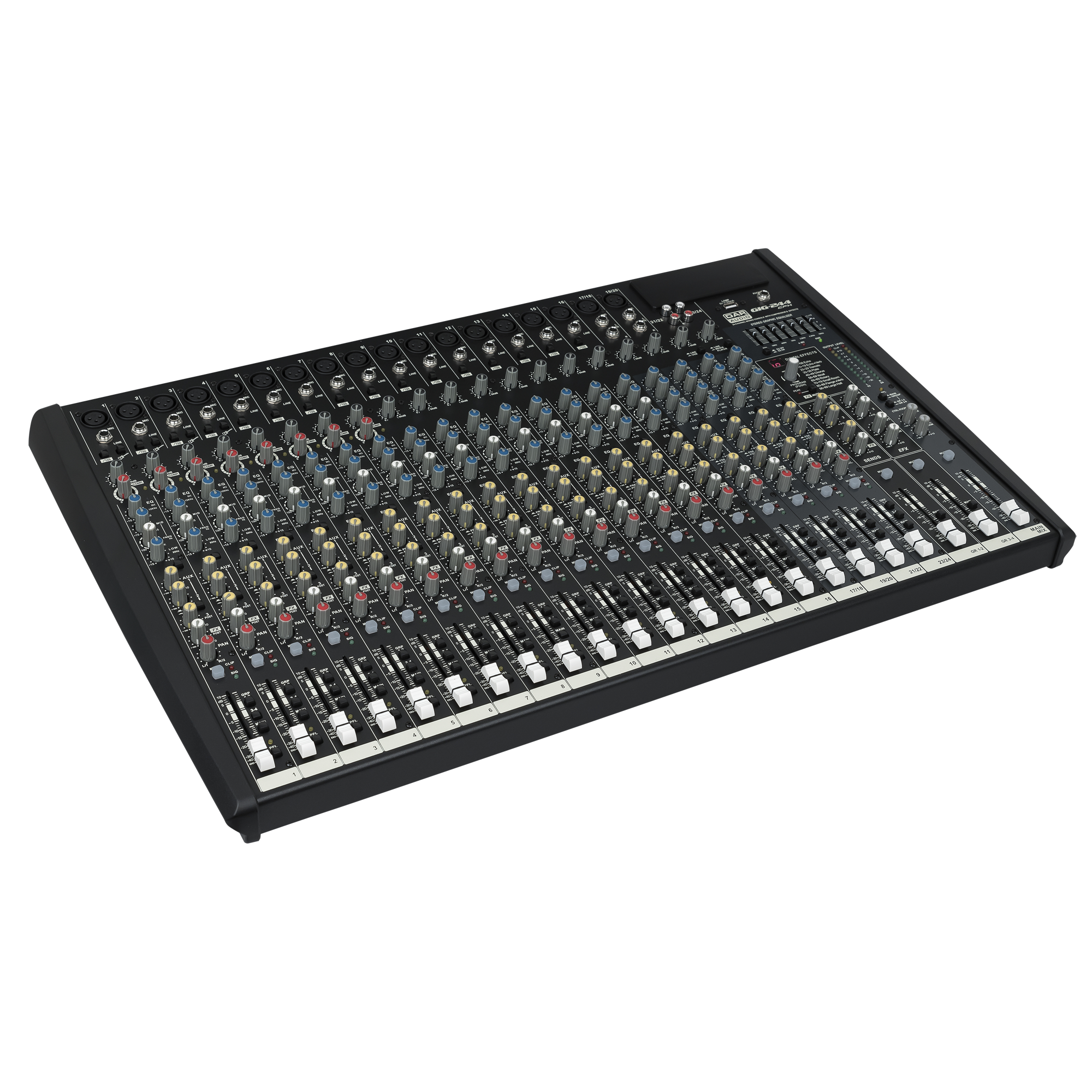 DAP GIG-244CFX Analoges Mischpult mit 24 Kanälen (16 mono, 4 stereo)