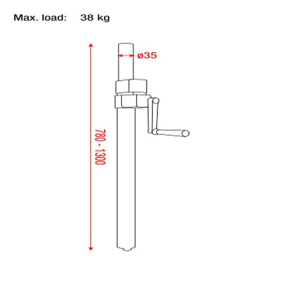 Showgear Windup Speaker Stand Stahl, 780-1300mm, max. Belastbarkeit 38kg