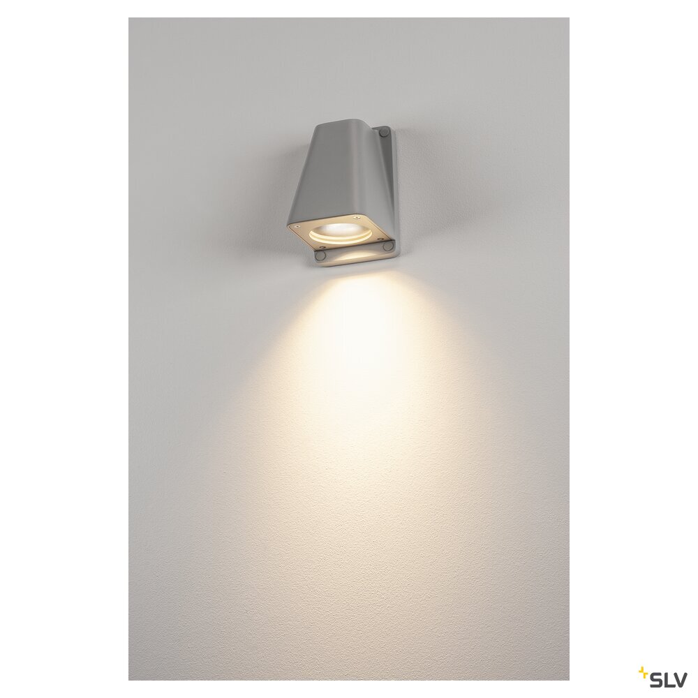 WALLYX GU10 Wandleuchte, silbergrau, max. 50W, IP44 WALLYX GU10 Wandleuchte, silbergrau, max. 50W, IP44