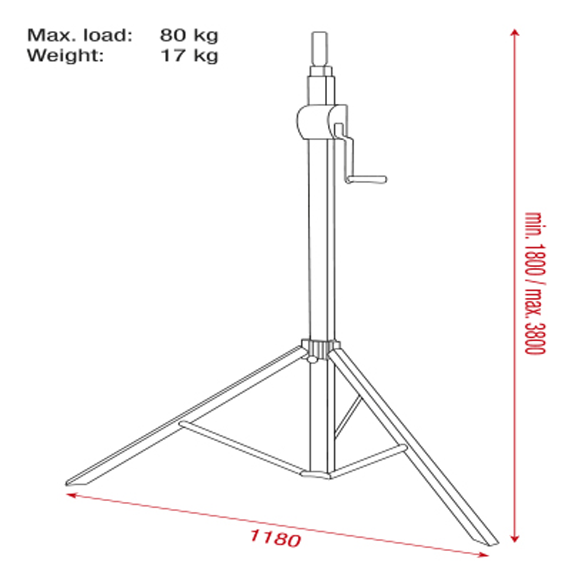 Showgear Basic 3800 Wind up stand 80kg