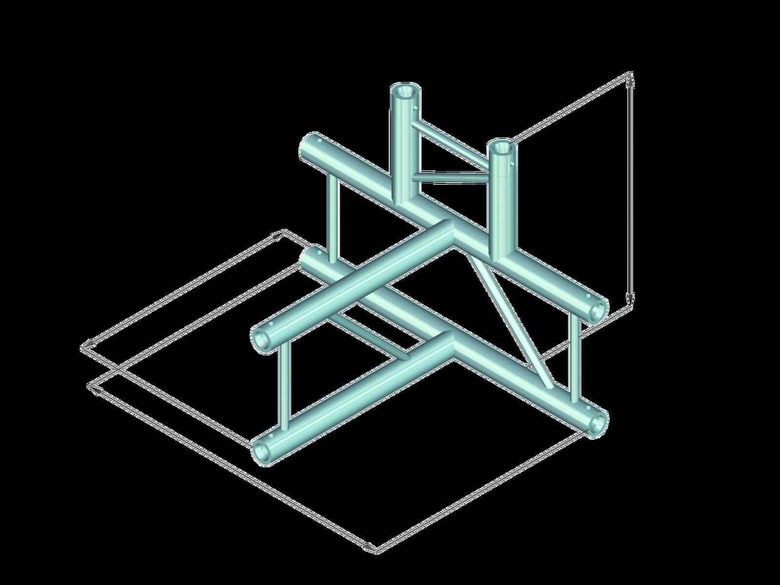 ALUTRUSS DECOLOCK DQ2-SPAT42V 4-Weg T-Stück sw
