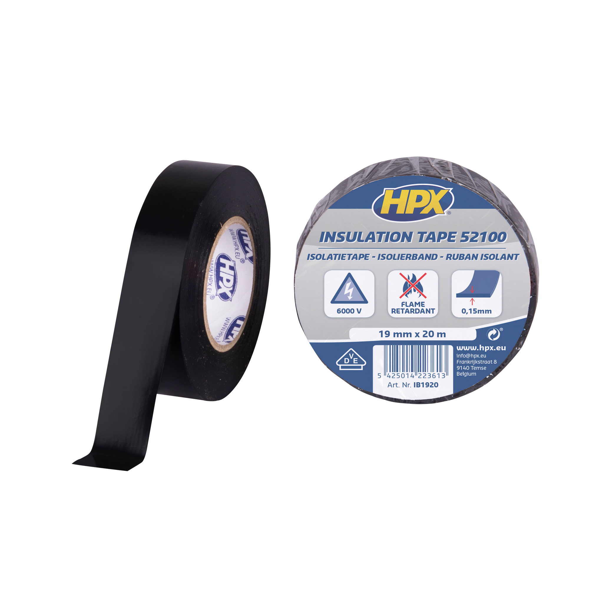 HPX PVC Insulation tape 52100 Schwarz - 19 mm / 10 m