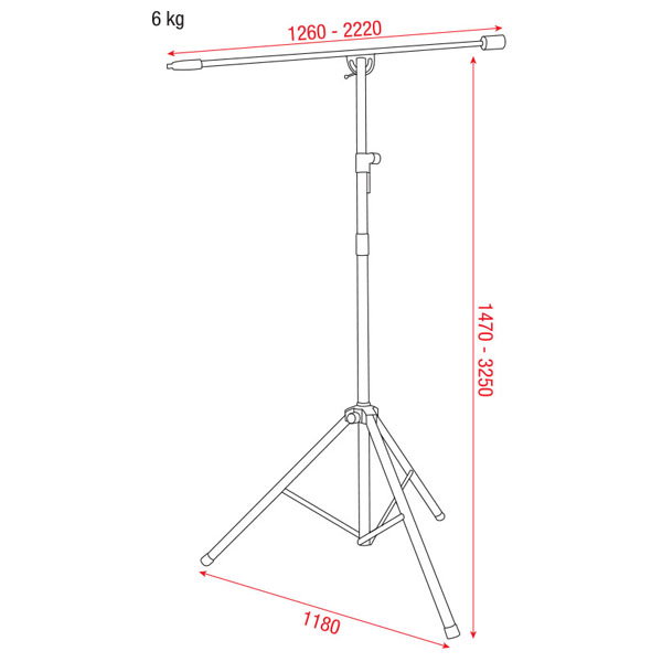 Showgear Microphone Stand - Overhead 1470-3250 mm