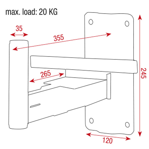 SHOWGEAR Speaker Wall Bracket 35 mm Maximallas: 20kg SHOWGEAR Speaker Wall Bracket 35 mm Maximallas: 20kg