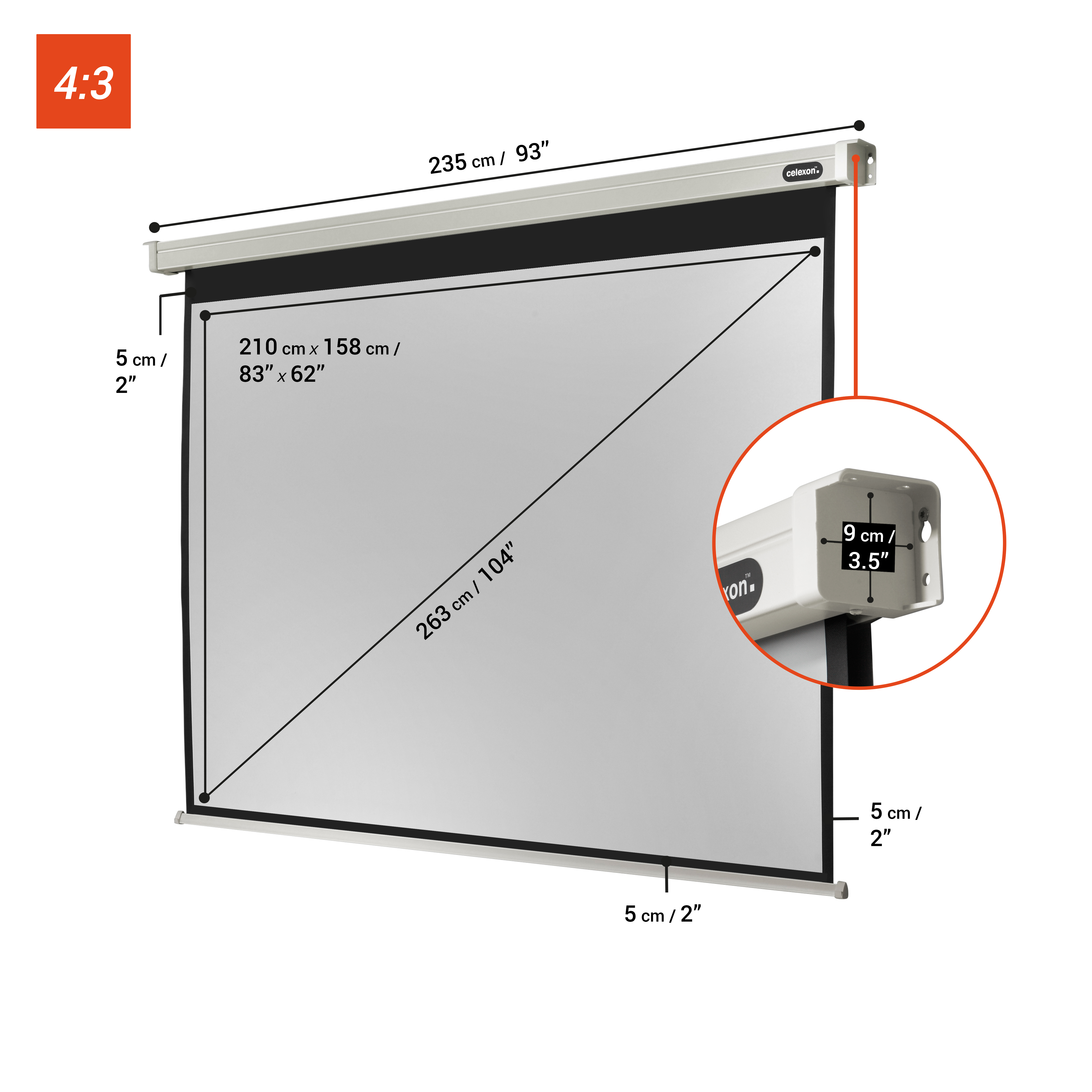 celexon Leinwand Motor Professional 220 x 165 cm