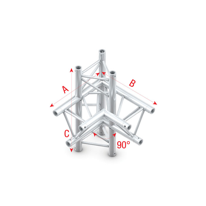 MILOS Pro-30 Triangle F Truss - Cross up/down 6-way - 50 cm ACF61sp - 90° corner - silver - F