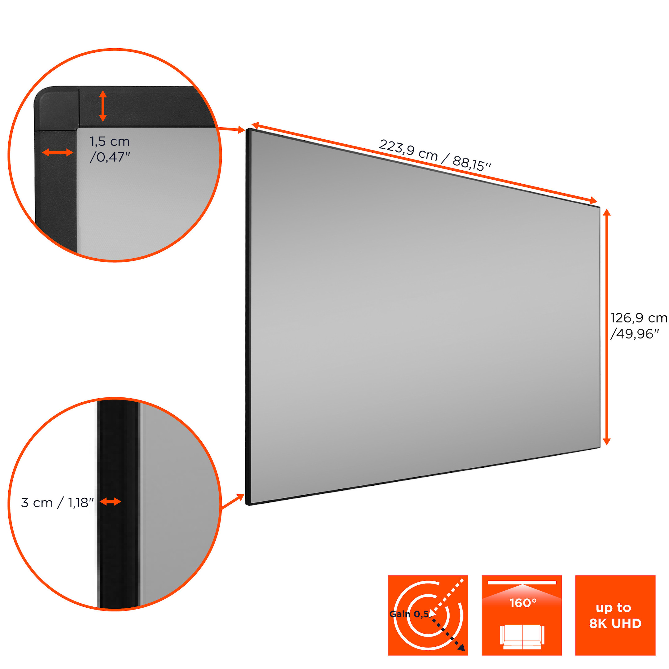 celexon ​CLR HomeCinema Performance UST Hochkontrast-Rahmenleinwand 1​00"