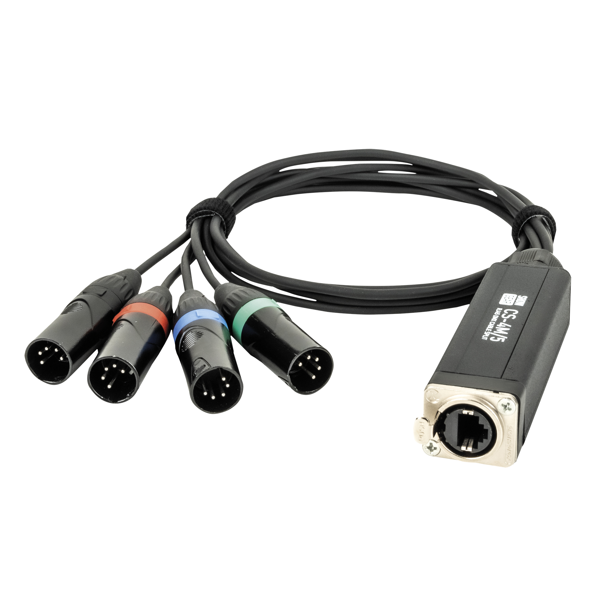 SHOWGEAR CS-4M/5 - 4-channel DMX shuttle snake via network cable 4-channel 5-pin DMX (male) to RJ45 CAT (female) adapter 4-Kanal 5-Pin DMX (Male) auf RJ45 CAT (Female) Adapter