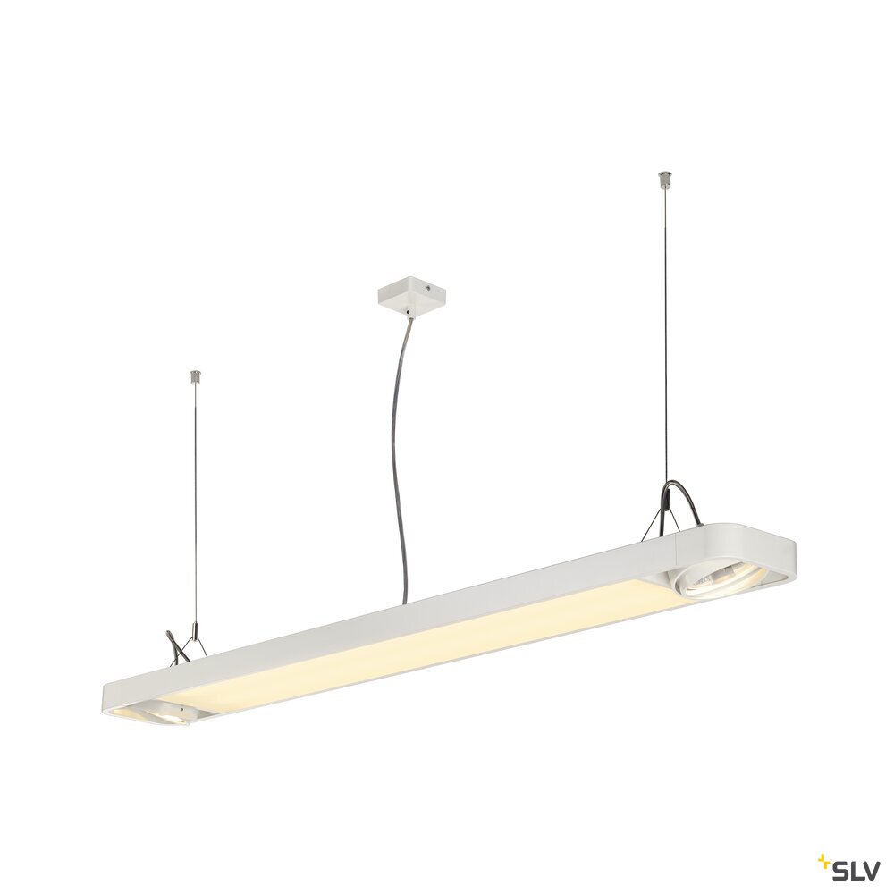 AIXLIGHT R2 OFFICE LED LONG, Pendelleuchte, weiss, LED + 2xQPAR111, max. 75W, 153cm