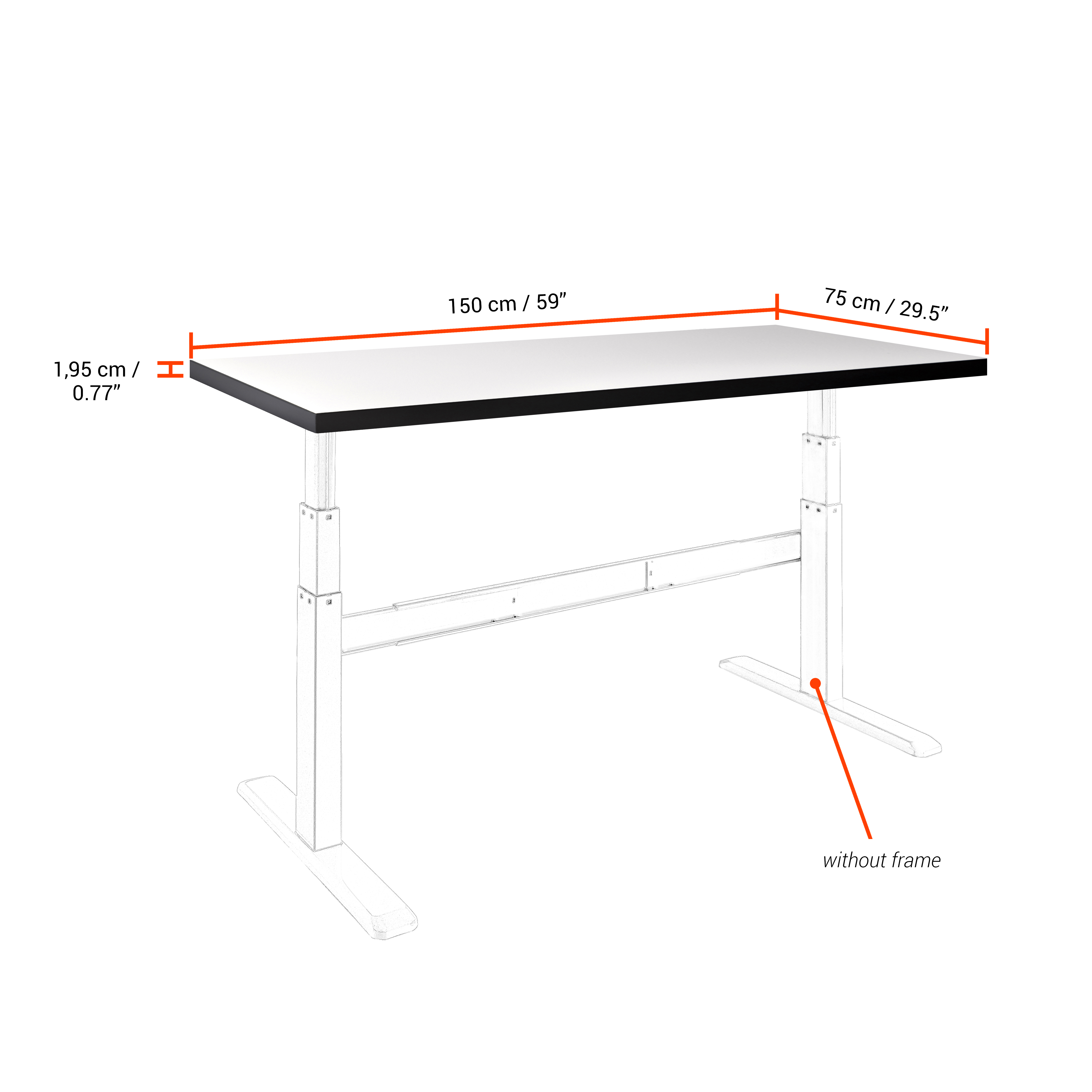 celexon HPL Tischplatte 150 x 75 cm, weiß