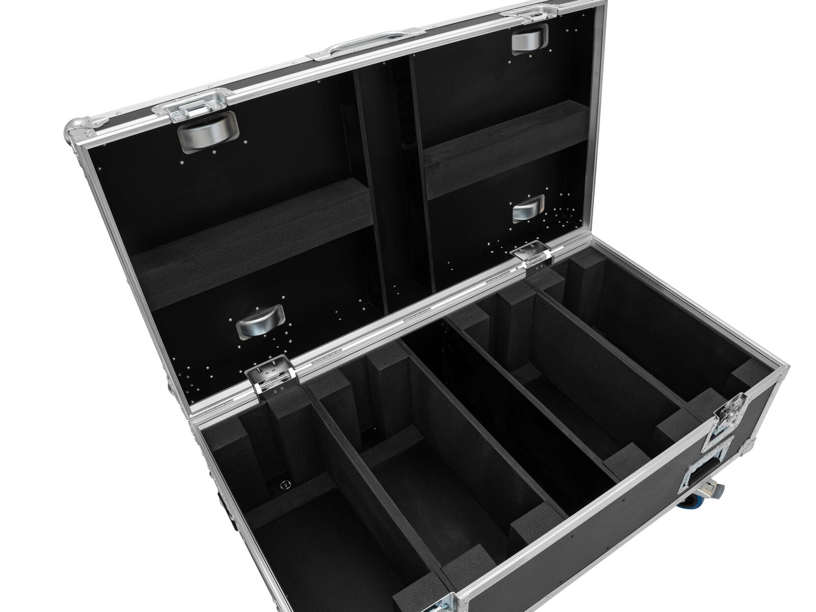 ROADINGER Flightcase HIGHLINE 4x Multiflood Pro IP SMD RGBW Strobe/Wash MK2, mit Rollen