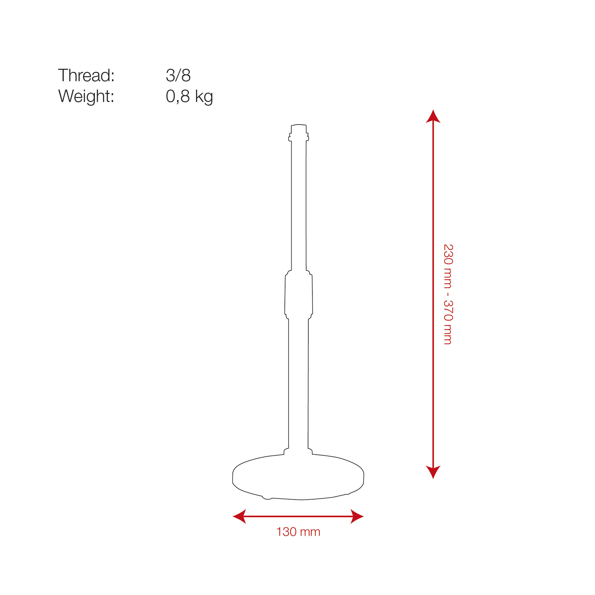 SHOWGEAR Desk Microphone Stand 230-370 mm - 3/8 thread 230-370 mm - 3/8 Gewinde