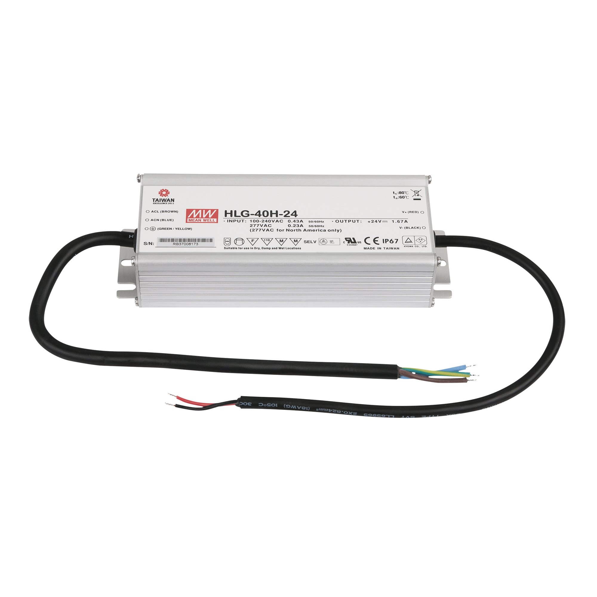 MEANWELL LED Power Supply 40 W/24 V DC MEAN WELL HLG-40H-24 MEANWELL LED Power Supply 40 W/24 V DC MEAN WELL HLG-40H-24