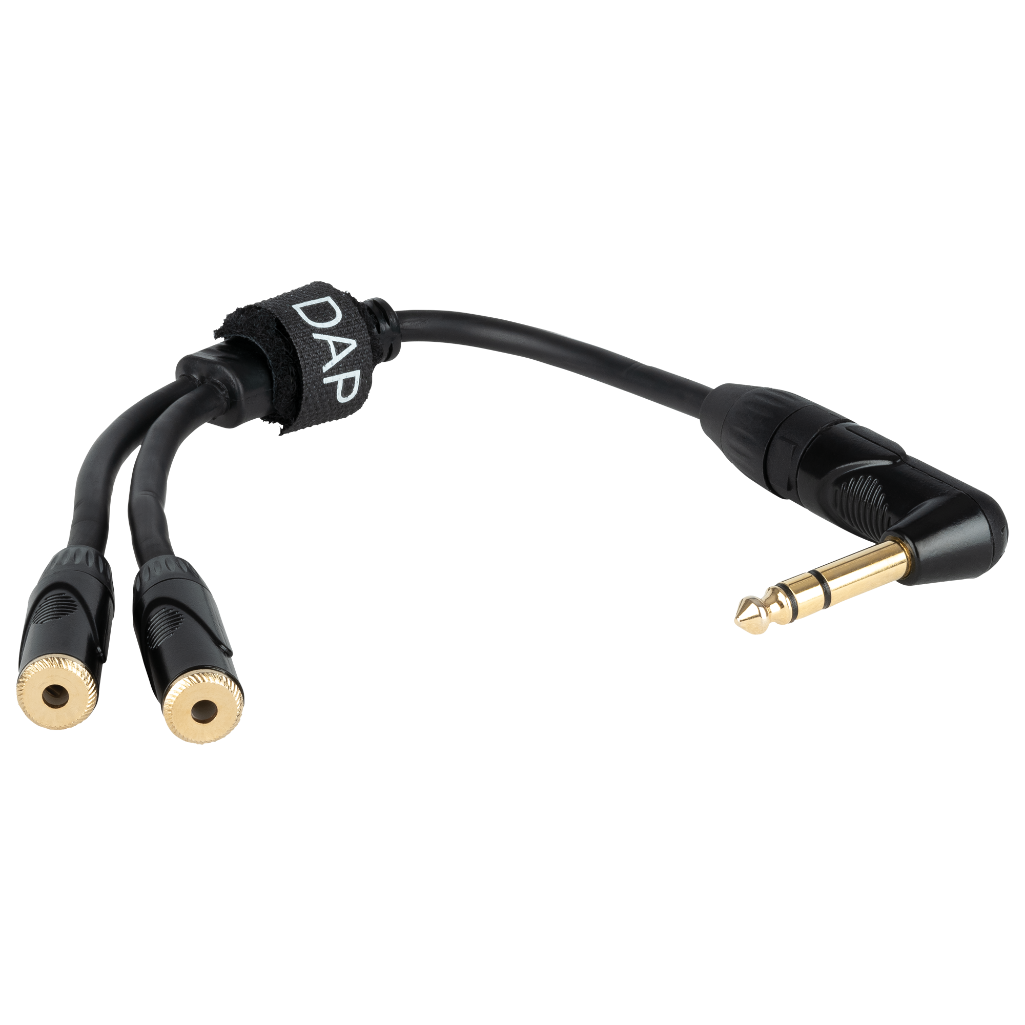 DAP FLA5 – right-angled male stereo jack to 2 female stereo mini-jack 0.3 m, black 0,3 m, schwarz