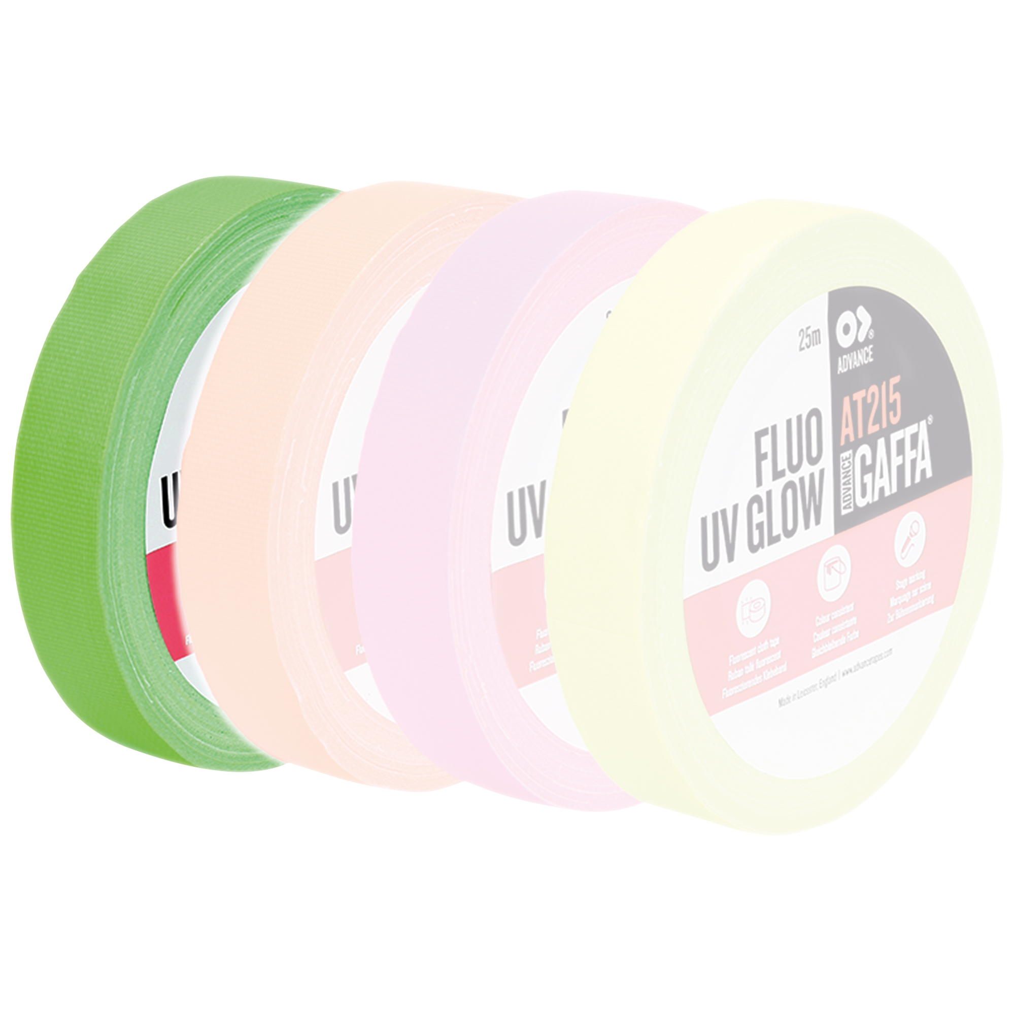 ADVANCE AT215 Fluorescent Gaffa Tape Green Grün - 19 mm - 25 m ADVANCE AT215 Fluorescent Gaffa Tape Green Grün - 19 mm - 25 m