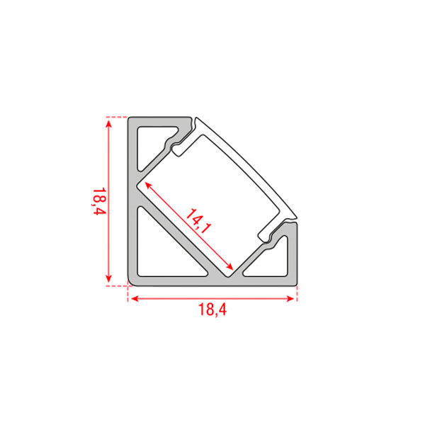 ARTECTA Profile Pro 20 Corner Länge 2 m - silber