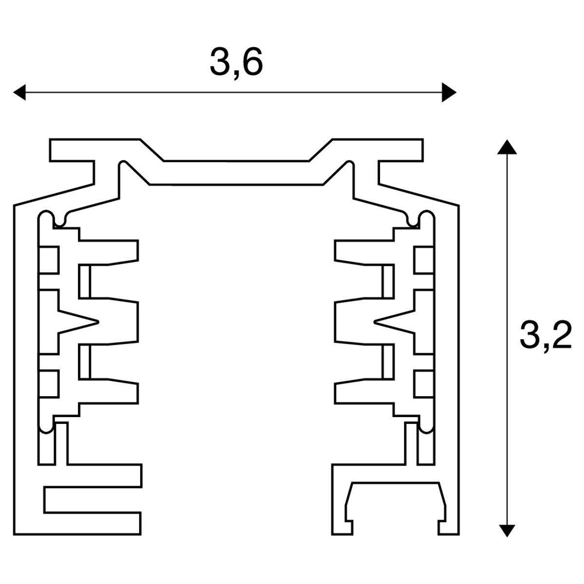 EUTRAC 3-Phasen Stromschiene, verkehrsweiss, 1m