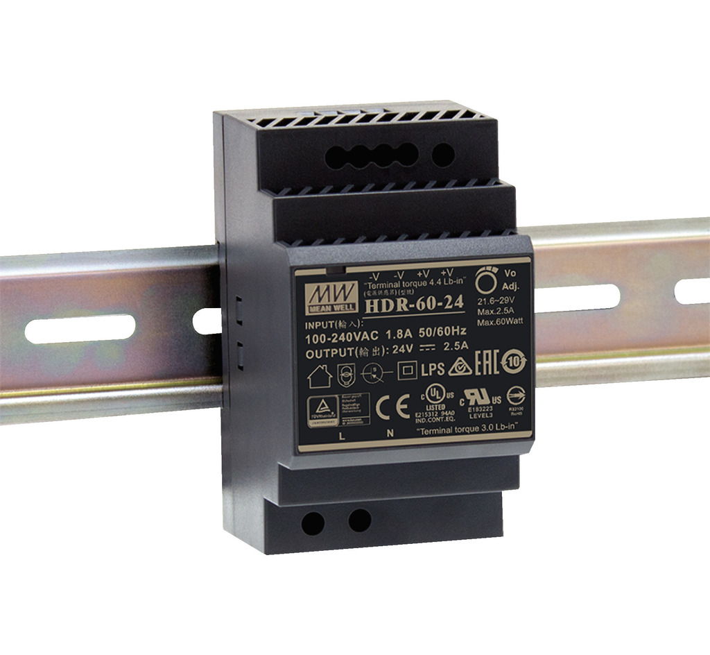 MONACOR HDR-60/24 Schaltnetzgerät, 60 W, 24 V, 2,5 A, Hutschiene