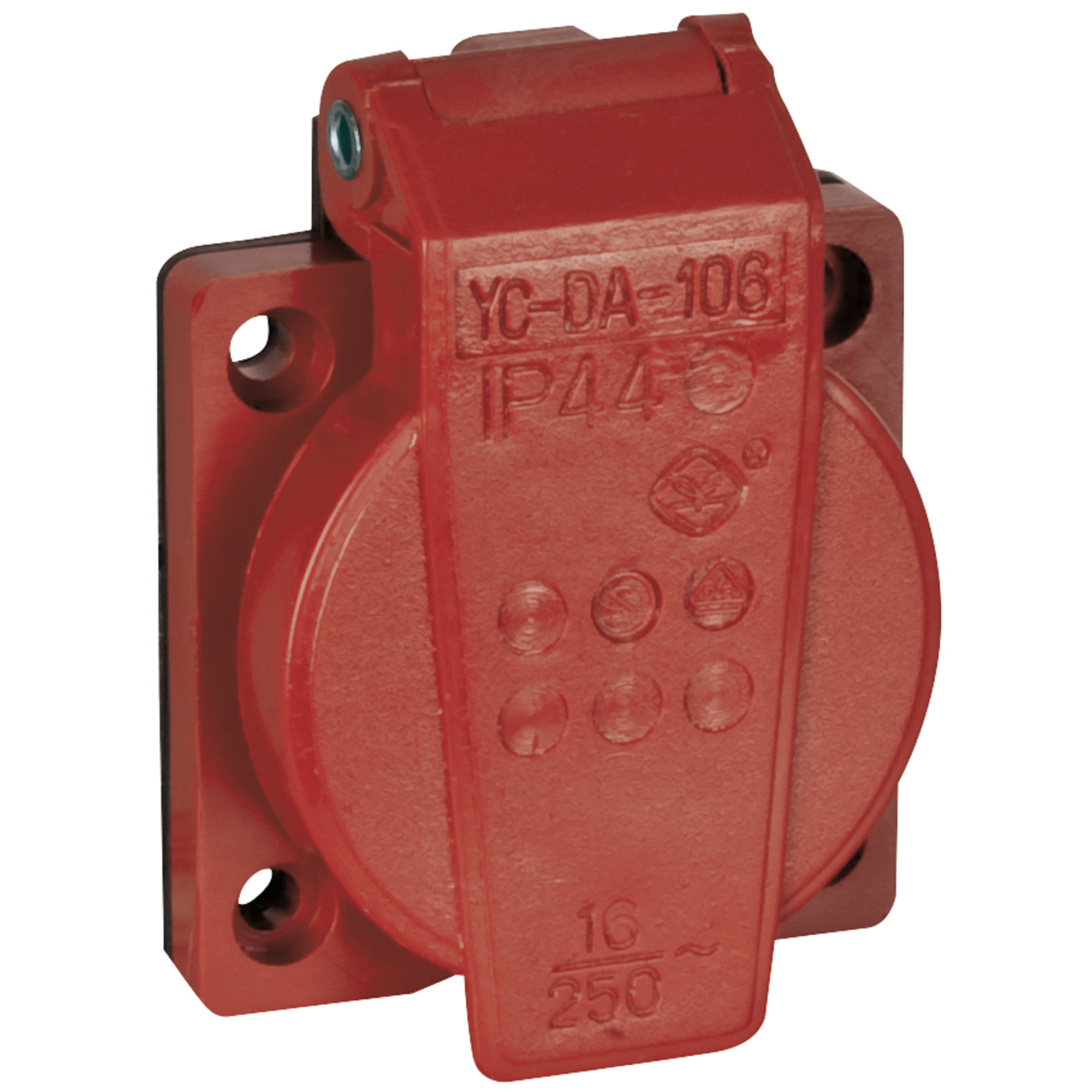 SHOWGEAR Chassis connector with cover VDE 16 A - red 16 A - rot SHOWGEAR Chassis connector with cover VDE 16 A - red 16 A - rot
